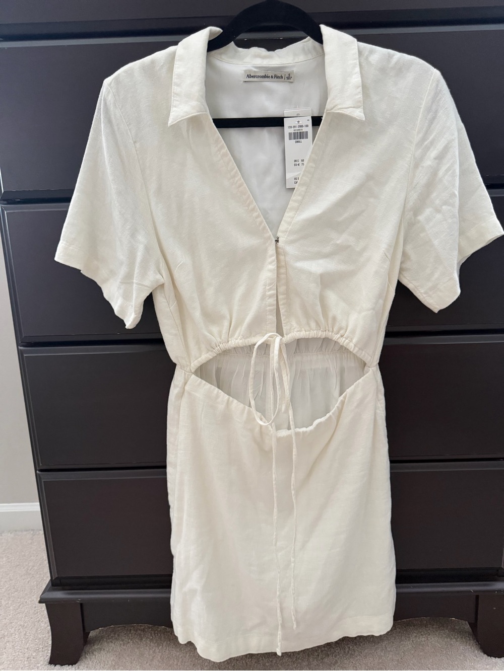 Abercrombie & Fitch Off White Shirt Dress with Black Trim